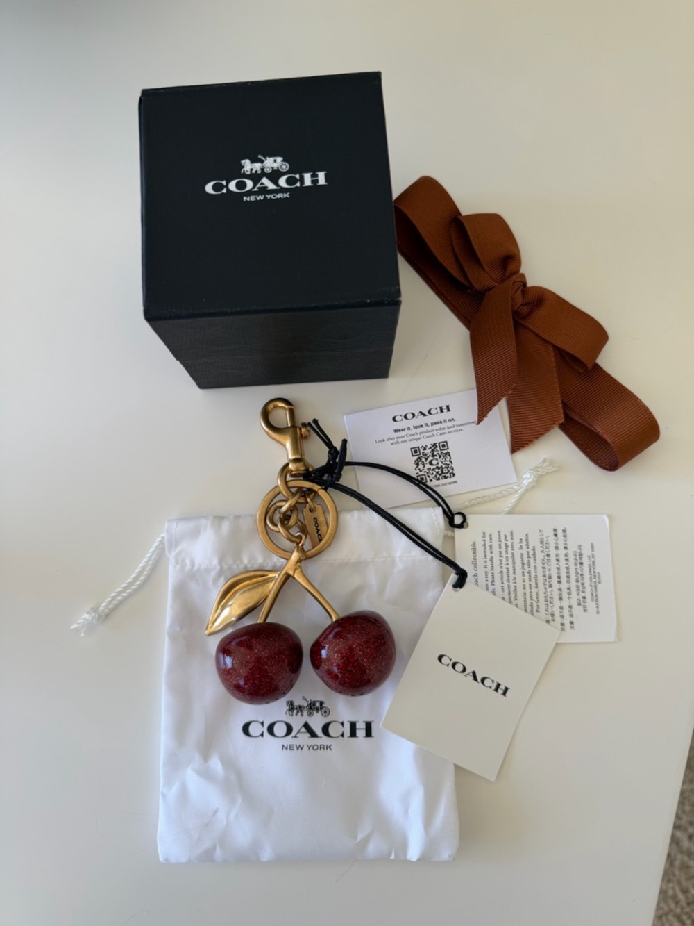 Authentic Coach Cherry Bag Charm Key Chain